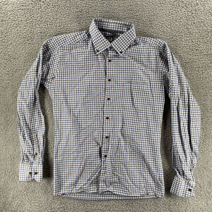 IKE BEHAR Shirt Mens XL Blue Gray Cotton Button Up Long Sleeve